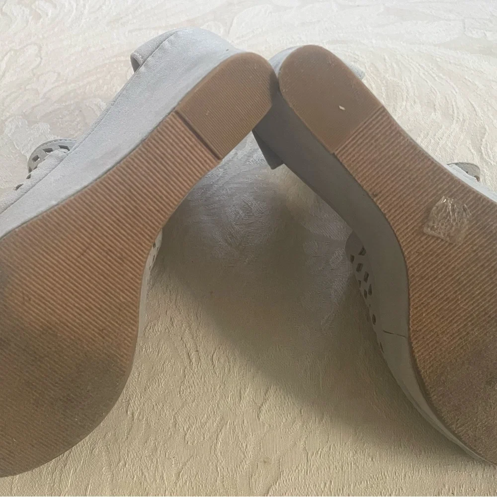 Chinese Laundry INDIE Micro Suede Greyish Blue wedge style with‎ pee toe sandal